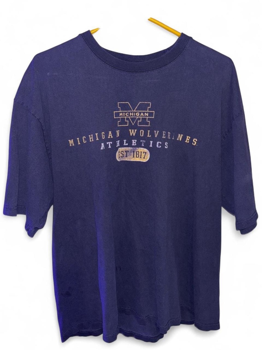 Choices Navy Michigan Wolverines Athletics Short Sleeve Tee with Gold Print
